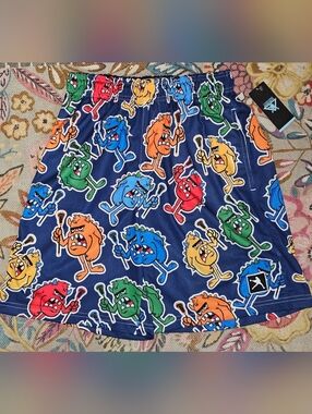 NWT Lacrosse Unlimited Small Gobblers Athletic Shorts size Small Blue